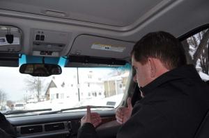 Mayoral inspection: Mayor Walsh rolled through Dorchester on Tuesday assessing snow removal efforts. Photo by Bill Forry